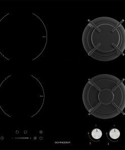 60 CM MIXED GAS &  INDUCTION HOB   4 ZONES CAST IRON GRIDS BLACK  2 KNOBS AND  S